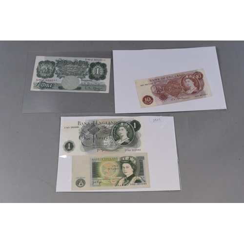 269 - Four (Better Grade) Bank of England Bank Notes to include 3 One Pound Notes and 1 Ten Shilling Note