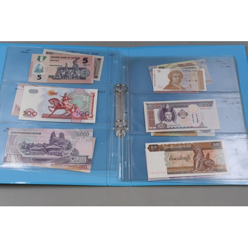 276 - Folder Containing a Large Selection of Uncirculated Worldwide Banknotes. Includes Allied British Arm... 