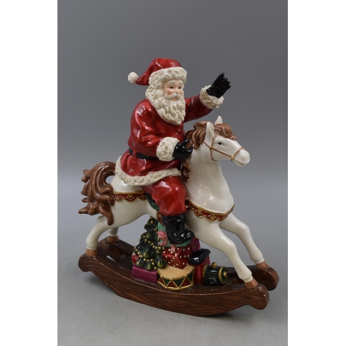 280 - Father Christmas Ceramic Rocking Horse Figure