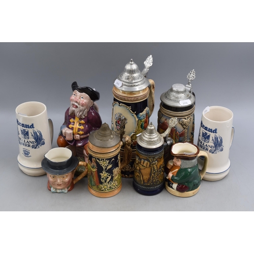 289 - Selection of Vintage Collectable Beer Steins, includes West German Becks Stein, Royal Doulton, Beswi... 