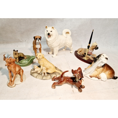 302 - Dog Themed Ornaments Includes Hummell, 1959 Capodimonte, Wade, Border Fine Arts and more.