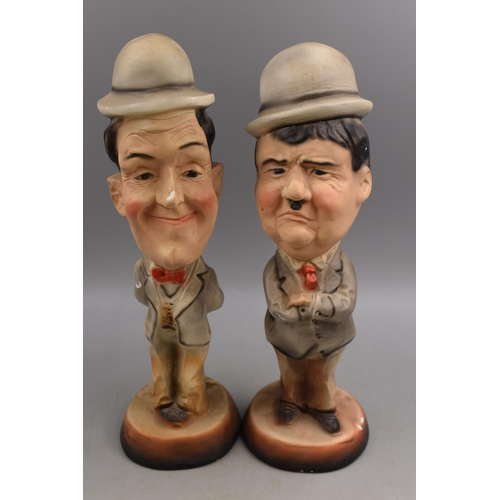 303 - Pair of Large Early Vintage Laurel and Hardy Chalkware Statues 16