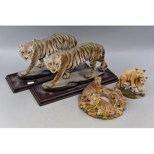 739 - Selection of Tigers and Lions Figurines by Shudehills and Sherratt & Simpson (As Found)