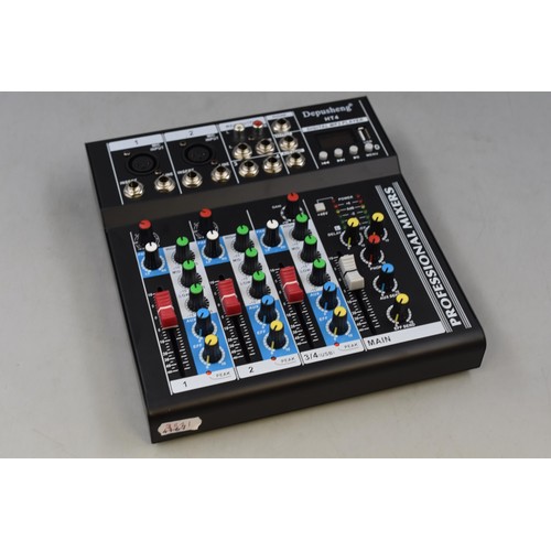 614 - Depusheng 4 Channel Professional Mixing Console (Powers On When Tested)