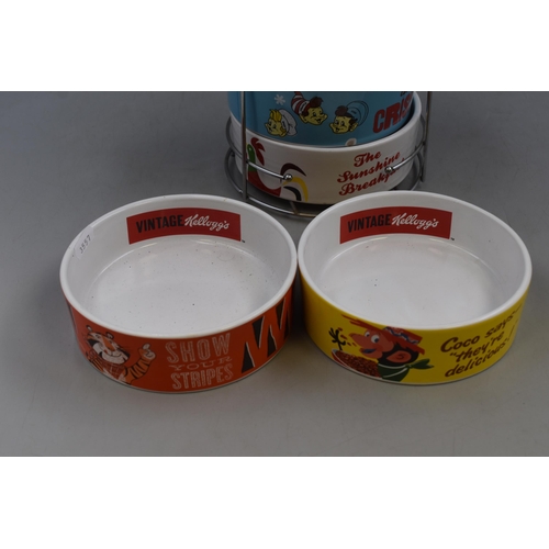 752 - Four Retro Style Kelloggs Cereal Bowls in Stand (one a/f) 6