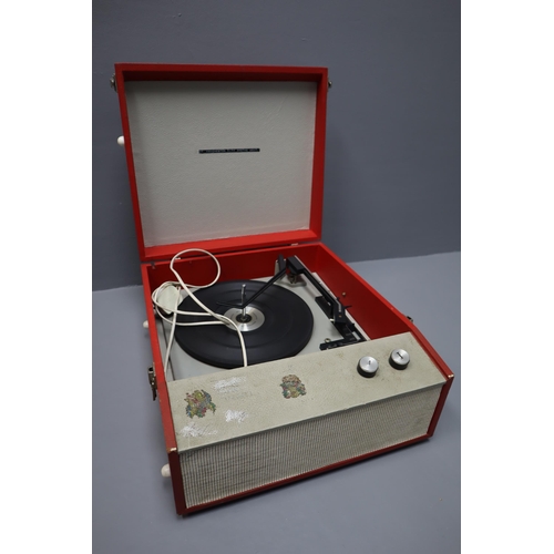 618 - Vintage Cased VSR Record Player with Built In Speaker, Speaker powers on when 