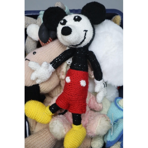 782 - Mixed Lot of Knitted/Stuffed Dolls Including Mickey Mouse, Bunnies and More