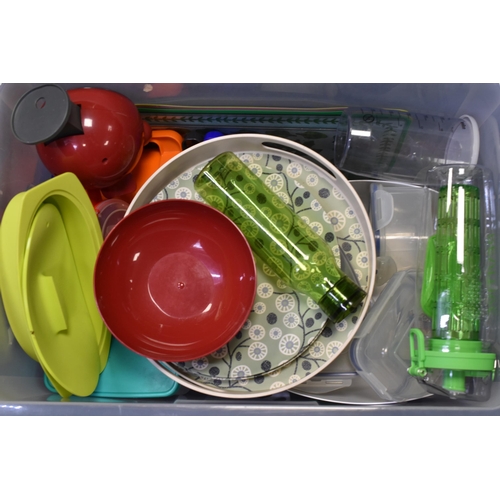 830 - Large selection of tupperware and other non metallic kitchen items to include drinks bottles, scales... 