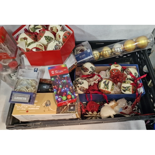 854 - Mega Christmas Lot Includes A 90cm Burtley Everlands Pre lit Tree, Baubles, New Lights and More. See... 