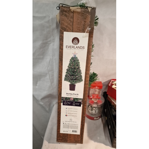 854 - Mega Christmas Lot Includes A 90cm Burtley Everlands Pre lit Tree, Baubles, New Lights and More. See... 