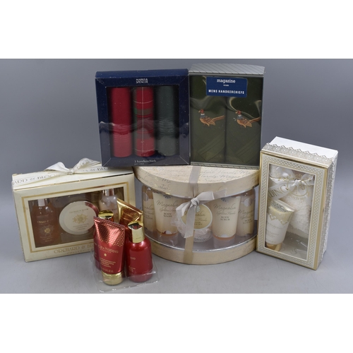 731 - Mixed Lot of Cosmetics Bath Sets and Handkerchiefs to include Baylis and Harding, Orchard and Bloom ... 