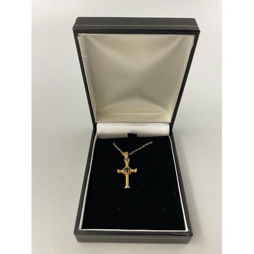 13A - Hallmarked 375 (9ct) Gold Cross Pendant Necklace (Weight 2.81 grams) Complete with Presentation Box