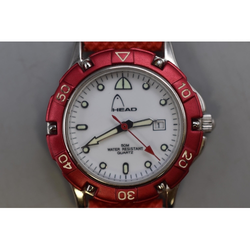72 - A Head 50m Water Resistant Quartz Watch, Working
