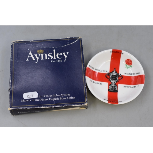 193 - Vintage Boxed Aynsley Rugby England V Australia Commemorative World Cup Pin Dish