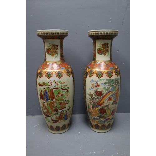 319 - Pair of Traditional Chinese Hand Painted Porcelain Vases Depicting Classical Chinese Motifs such as ... 