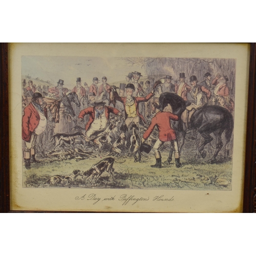 324 - Set of Four Vintage Framed and Glazed John Leech Prints depicting Hunting Scenes 9