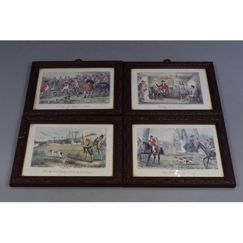 324 - Set of Four Vintage Framed and Glazed John Leech Prints depicting Hunting Scenes 9