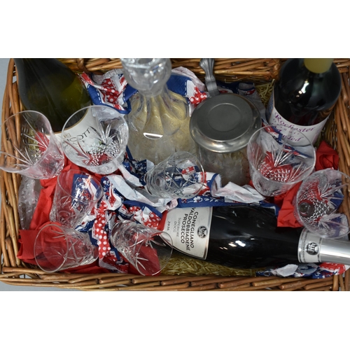 1 - Hamper to include Conegliano Prosecco, Brancott Estate White Wine, Bottle of Mulled Wine, Lidded Tan... 