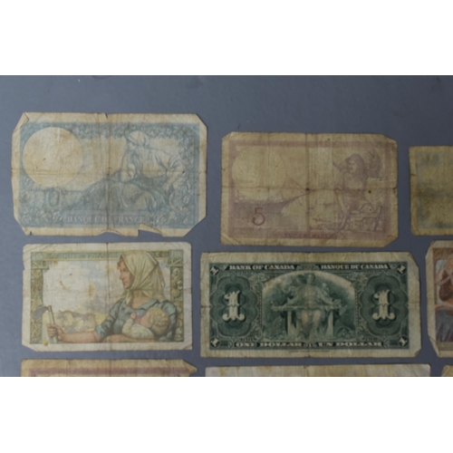 18A - Mixed Selection of Old Banknotes, includes Canada, Egypt, Malta, France and more