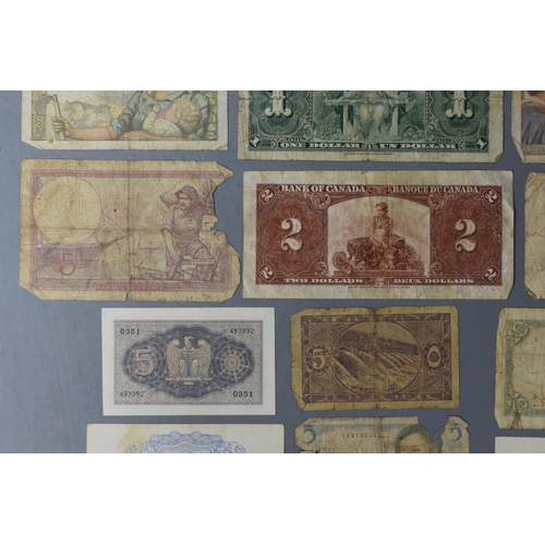 18A - Mixed Selection of Old Banknotes, includes Canada, Egypt, Malta, France and more