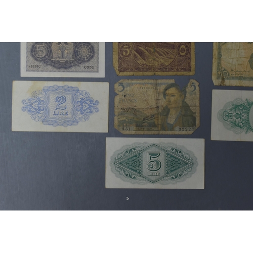 18A - Mixed Selection of Old Banknotes, includes Canada, Egypt, Malta, France and more