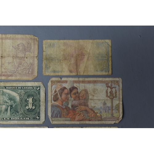 18A - Mixed Selection of Old Banknotes, includes Canada, Egypt, Malta, France and more