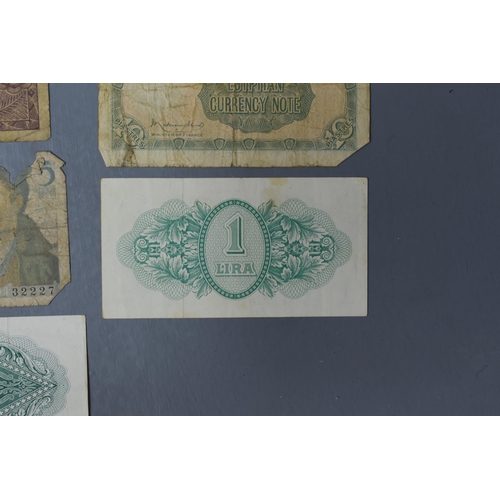 18A - Mixed Selection of Old Banknotes, includes Canada, Egypt, Malta, France and more