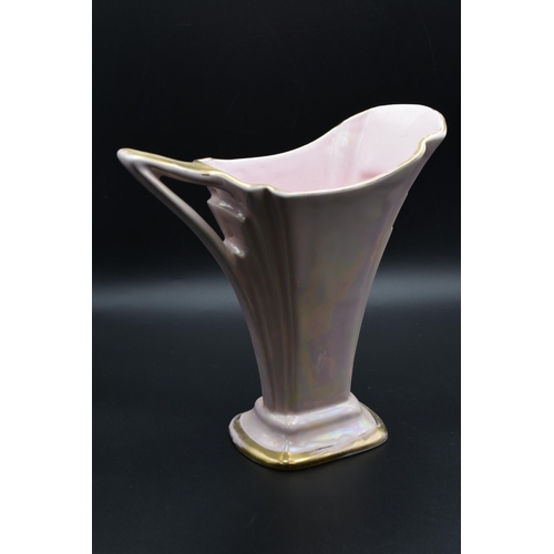 27 - Vintage Art Deco Pink Lustre Vase (8”)