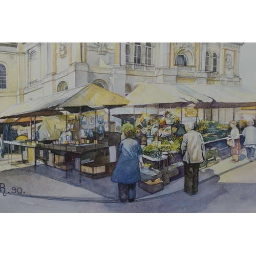 47A - Limited Edition Original Print by Helen L Rose Entitled “The Market”. Depicting a Scene ... 