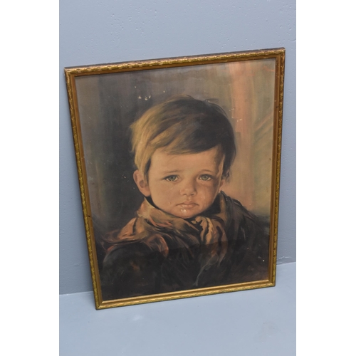 49 - Giovanni Bargolin Mid Century Print entitled Crying Boy in Gilt Mount (29