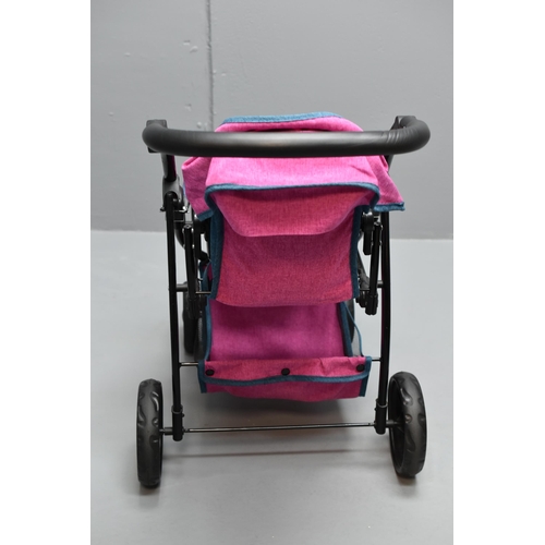 59A - Toy Double Pram with Two Dolls, Includes Baby Born Doll