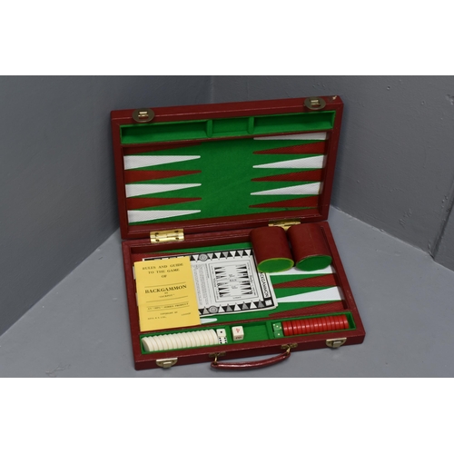 60 - Vintage Cased Backgammon Set by Jackpot, Complete with Instructions