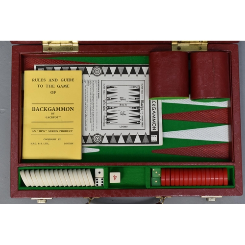 60 - Vintage Cased Backgammon Set by Jackpot, Complete with Instructions