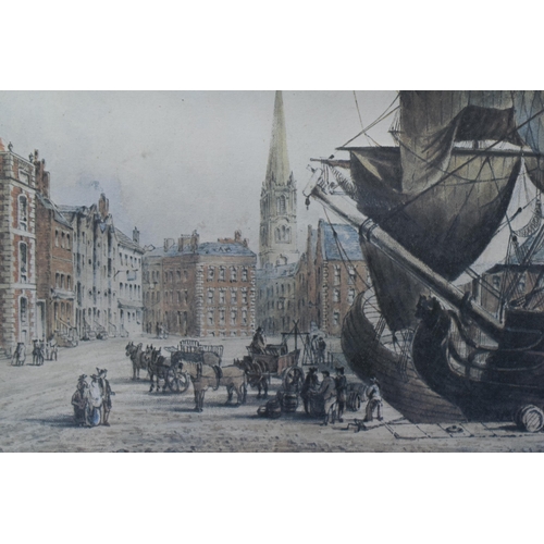 74 - Vintage W.G. Herdman Print of Customs House and Old Dock Circa 1750. Framed and Glazed