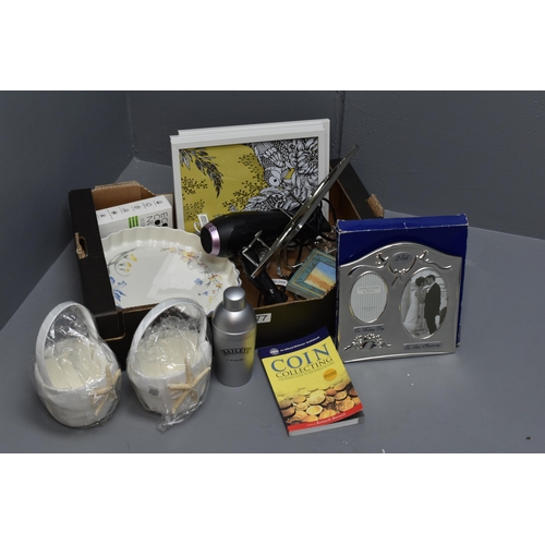 77 - Large Mixed Lot includes Working Babyliss Hairdryer, Two New Sea Shell Baskets Villeroy and Boch Ove... 