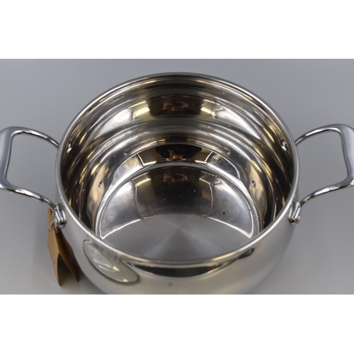 295 - Brand New Queenwest Cook Shop Stainless Steel 24cm Casserole Pot with Glass Lid