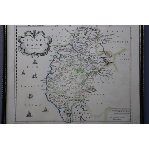 306 - Two Vintage Style Framed and Glazed Maps, Includes Chester and Cumberland. Largest Approx 16