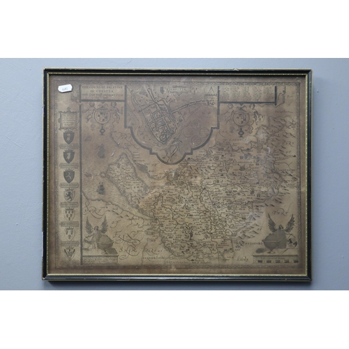 306 - Two Vintage Style Framed and Glazed Maps, Includes Chester and Cumberland. Largest Approx 16