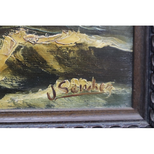 312 - J Sanchez Original Oil on Canvass of Nautical Scene Signed to Bottom Right Corner in Framed Mount (2... 