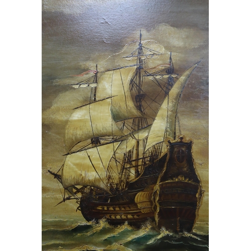 312 - J Sanchez Original Oil on Canvass of Nautical Scene Signed to Bottom Right Corner in Framed Mount (2... 