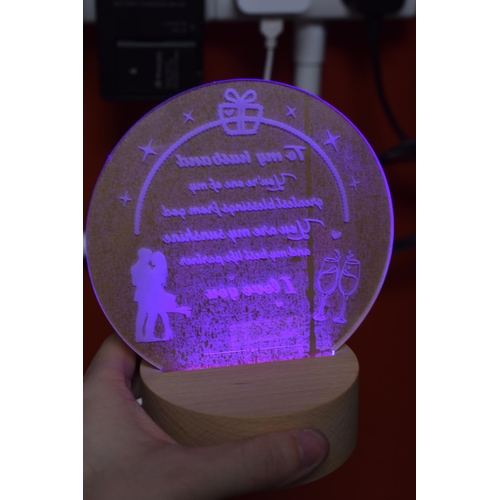 327 - 3D Personalised Night Light Gift - To My Husband Gift - Working When Tested