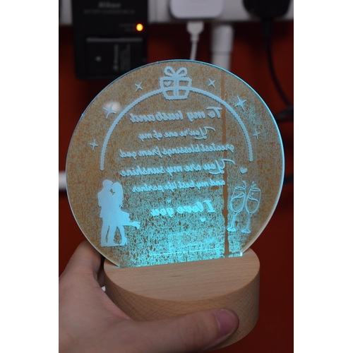 327 - 3D Personalised Night Light Gift - To My Husband Gift - Working When Tested