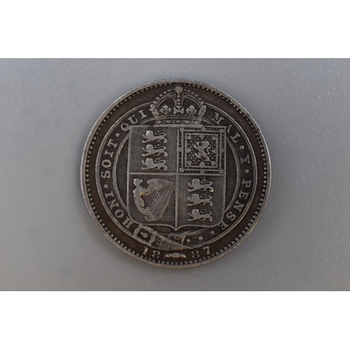 89 - Victoria 1887 Silver Shilling