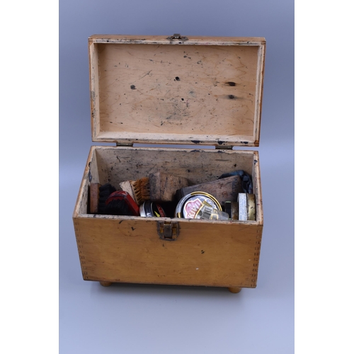 375 - Vintage Shoeshine Box Complete with Contents