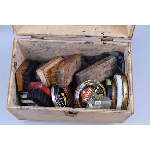 375 - Vintage Shoeshine Box Complete with Contents