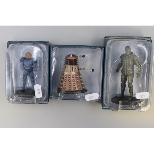 117 - Three 'Doctor Who' Eaglemoss Figures With Magazines, No's 6,7 and 9 ( Dalek 9th Doctor, Sontaran Gen... 