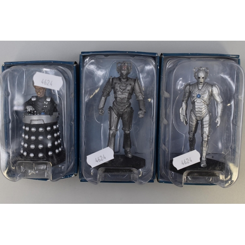 118 - Three 'Doctor Who' Eaglemoss Figures With Magazines, No's 2, 3 and 14 ( Davros 'Journeys End') Cyber... 