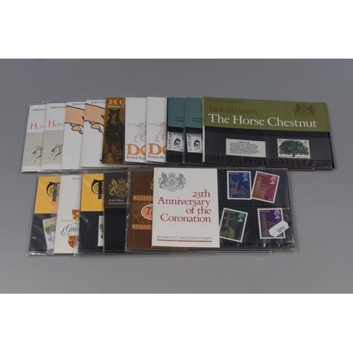 135 - Sixteen British Post Office Mint Pictorial Stamp sets including Turner, The Oak, Great Britons and M... 