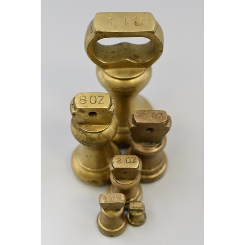 142 - Set of 6 Brass Bell Weights (1lb to 1oz)