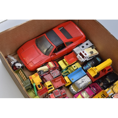 492 - A Large Selection of Playworn Diecast Vehicles, Includes Matchbox, 1/18 Ferrari 348 Maisto Model, An... 